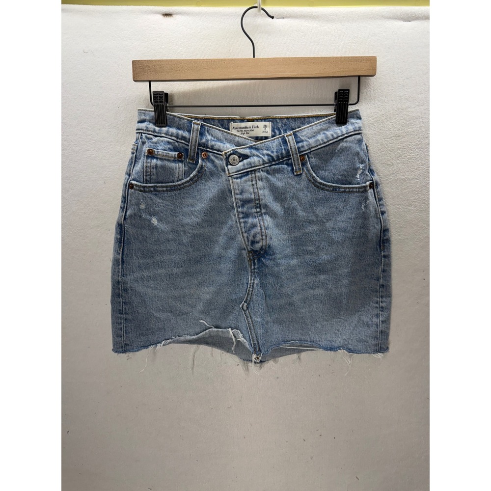 Abercrombie & Fitch Denim Skirt Womens 2 Blue 90s Micro Mini High Rise 3532